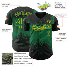 Charger l'image dans la galerie, Custom Black Kelly Green-Yellow 3D Pattern Design Abstract Splatter Grunge Paint Authentic Baseball Jersey
