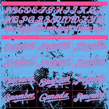Load image into Gallery viewer, Custom Black Sky Blue-Pink 3D Pattern Design Abstract Splatter Grunge Paint Authentic Baseball Jersey