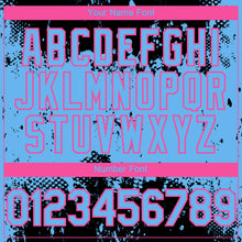 Load image into Gallery viewer, Custom Black Sky Blue-Pink 3D Pattern Design Abstract Splatter Grunge Paint Authentic Baseball Jersey