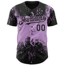 Load image into Gallery viewer, Custom Black Light Purple 3D Pattern Design Abstract Splatter Grunge Paint Authentic Baseball Jersey
