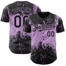 Load image into Gallery viewer, Custom Black Light Purple 3D Pattern Design Abstract Splatter Grunge Paint Authentic Baseball Jersey