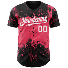 Charger l'image dans la galerie, Custom Black White-Neon Pink 3D Pattern Design Abstract Splatter Grunge Paint Authentic Baseball Jersey