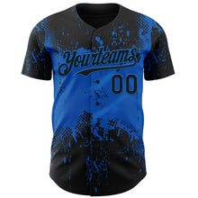 Загрузить изображение в средство просмотра галереи, Custom Black Blue 3D Pattern Design Abstract Splatter Grunge Paint Authentic Baseball Jersey