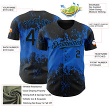 Загрузить изображение в средство просмотра галереи, Custom Black Blue 3D Pattern Design Abstract Splatter Grunge Paint Authentic Baseball Jersey