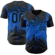 Загрузить изображение в средство просмотра галереи, Custom Black Blue 3D Pattern Design Abstract Splatter Grunge Paint Authentic Baseball Jersey