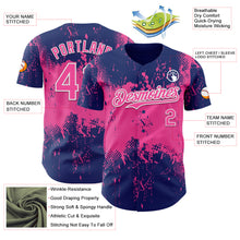 Load image into Gallery viewer, Custom Royal Pink-White 3D Pattern Design Abstract Splatter Grunge Paint Authentic Baseball Jersey