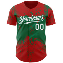 Laden Sie das Bild in den Galerie-Viewer, Custom Red White-Kelly Green 3D Pattern Design Abstract Splatter Grunge Paint Authentic Baseball Jersey