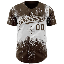 Загрузить изображение в средство просмотра галереи, Custom Brown White 3D Pattern Design Abstract Splatter Grunge Paint Authentic Baseball Jersey