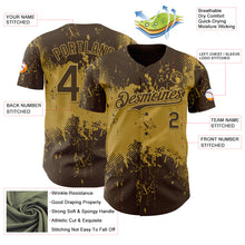 Load image into Gallery viewer, Custom Brown Old Gold 3D Pattern Design Abstract Splatter Grunge Paint Authentic Baseball Jersey