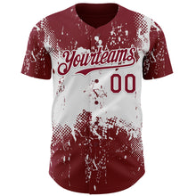 Charger l'image dans la galerie, Custom Crimson White 3D Pattern Design Abstract Splatter Grunge Paint Authentic Baseball Jersey