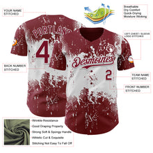 Charger l'image dans la galerie, Custom Crimson White 3D Pattern Design Abstract Splatter Grunge Paint Authentic Baseball Jersey