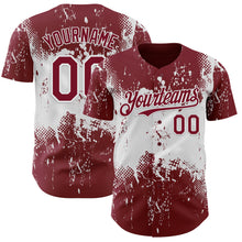 Charger l'image dans la galerie, Custom Crimson White 3D Pattern Design Abstract Splatter Grunge Paint Authentic Baseball Jersey
