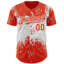 Charger l'image dans la galerie, Custom Orange White 3D Pattern Design Abstract Splatter Grunge Paint Authentic Baseball Jersey