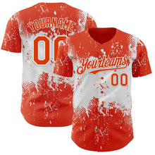 Charger l'image dans la galerie, Custom Orange White 3D Pattern Design Abstract Splatter Grunge Paint Authentic Baseball Jersey