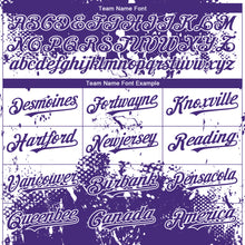 Laden Sie das Bild in den Galerie-Viewer, Custom Purple White 3D Pattern Design Abstract Splatter Grunge Paint Authentic Baseball Jersey