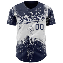 Charger l'image dans la galerie, Custom Navy White 3D Pattern Design Abstract Splatter Grunge Paint Authentic Baseball Jersey