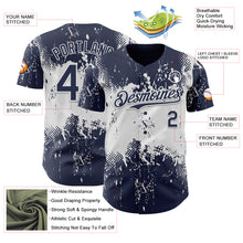 Charger l'image dans la galerie, Custom Navy White 3D Pattern Design Abstract Splatter Grunge Paint Authentic Baseball Jersey