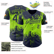 Загрузить изображение в средство просмотра галереи, Custom Navy Neon Green 3D Pattern Design Abstract Splatter Grunge Paint Authentic Baseball Jersey