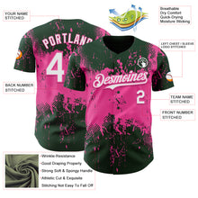 Load image into Gallery viewer, Custom Green White-Pink 3D Pattern Design Abstract Splatter Grunge Paint Authentic Baseball Jersey