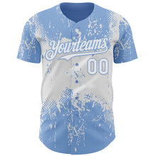 Charger l'image dans la galerie, Custom Light Blue White 3D Pattern Design Abstract Splatter Grunge Paint Authentic Baseball Jersey