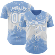 Charger l'image dans la galerie, Custom Light Blue White 3D Pattern Design Abstract Splatter Grunge Paint Authentic Baseball Jersey