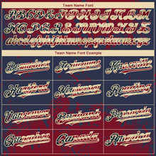 Charger l'image dans la galerie, Custom Crimson Vintage USA Flag Navy-Cream 3D Pattern Design Abstract Splatter Grunge Paint Authentic Baseball Jersey