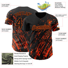Load image into Gallery viewer, Custom Black Orange 3D Pattern Design Paint Stroke Grunge Streak Authentic Baseball Jersey