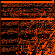 Load image into Gallery viewer, Custom Black Orange 3D Pattern Design Paint Stroke Grunge Streak Authentic Baseball Jersey