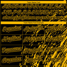 Load image into Gallery viewer, Custom Black Gold 3D Pattern Design Paint Stroke Grunge Streak Authentic Baseball Jersey