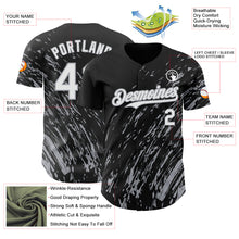 Load image into Gallery viewer, Custom Black White-Gray 3D Pattern Design Paint Stroke Grunge Streak Authentic Baseball Jersey
