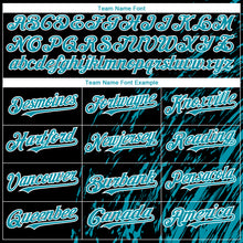 Load image into Gallery viewer, Custom Black Teal-White 3D Pattern Design Paint Stroke Grunge Streak Authentic Baseball Jersey