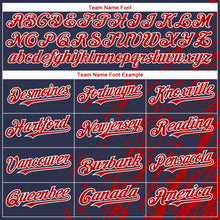Load image into Gallery viewer, Custom Navy Red-White 3D Pattern Design Paint Stroke Grunge Streak Authentic Baseball Jersey