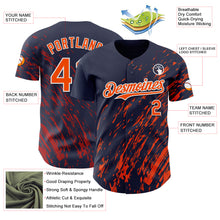 Load image into Gallery viewer, Custom Navy Orange-White 3D Pattern Design Paint Stroke Grunge Streak Authentic Baseball Jersey