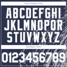 Load image into Gallery viewer, Custom Navy White-Gray 3D Pattern Design Paint Stroke Grunge Streak Authentic Baseball Jersey