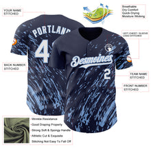Load image into Gallery viewer, Custom Navy White-Light Blue 3D Pattern Design Paint Stroke Grunge Streak Authentic Baseball Jersey