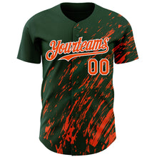 Load image into Gallery viewer, Custom Green Orange-White 3D Pattern Design Paint Stroke Grunge Streak Authentic Baseball Jersey