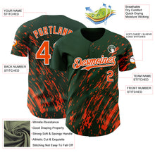 Load image into Gallery viewer, Custom Green Orange-White 3D Pattern Design Paint Stroke Grunge Streak Authentic Baseball Jersey