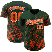 Load image into Gallery viewer, Custom Green Orange-White 3D Pattern Design Paint Stroke Grunge Streak Authentic Baseball Jersey