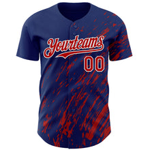 Загрузить изображение в средство просмотра галереи, Custom Royal Red-White 3D Pattern Design Paint Stroke Grunge Streak Authentic Baseball Jersey