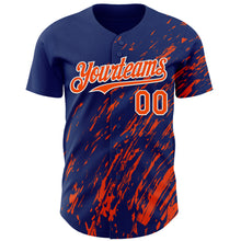 Load image into Gallery viewer, Custom Royal Orange-White 3D Pattern Design Paint Stroke Grunge Streak Authentic Baseball Jersey
