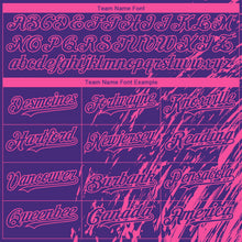 Load image into Gallery viewer, Custom Purple Pink 3D Pattern Design Paint Stroke Grunge Streak Authentic Baseball Jersey