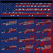 Load image into Gallery viewer, Custom Royal USA Flag Red-Black 3D Pattern Design Paint Stroke Grunge Streak Authentic Baseball Jersey