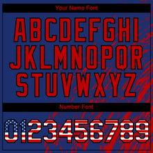 Load image into Gallery viewer, Custom Royal USA Flag Red-Black 3D Pattern Design Paint Stroke Grunge Streak Authentic Baseball Jersey