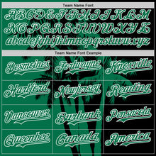 Laden Sie das Bild in den Galerie-Viewer, Custom Black Kelly Green-White 3D Pattern Design Hawaii Palm Trees Tropical Coconut Authentic Baseball Jersey