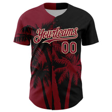Загрузить изображение в средство просмотра галереи, Custom Black Crimson-City Cream 3D Pattern Design Hawaii Palm Trees Tropical Coconut Authentic Baseball Jersey