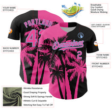 Load image into Gallery viewer, Custom Black Pink-Light Blue 3D Pattern Design Hawaii Palm Trees Tropical Coconut Authentic Baseball Jersey