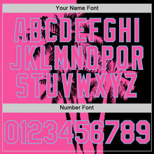 Load image into Gallery viewer, Custom Black Pink-Light Blue 3D Pattern Design Hawaii Palm Trees Tropical Coconut Authentic Baseball Jersey