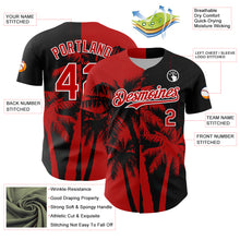 Load image into Gallery viewer, Custom Black Red-White 3D Pattern Design Hawaii Palm Trees Tropical Coconut Authentic Baseball Jersey