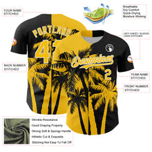 Load image into Gallery viewer, Custom Black Yellow-White 3D Pattern Design Hawaii Palm Trees Tropical Coconut Authentic Baseball Jersey