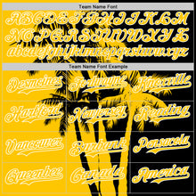 Load image into Gallery viewer, Custom Black Yellow-White 3D Pattern Design Hawaii Palm Trees Tropical Coconut Authentic Baseball Jersey